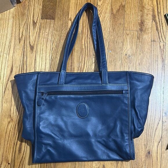 Elegant Navy Blue Tote Bag leather zip closure with CD logo - Picture 11 of 12